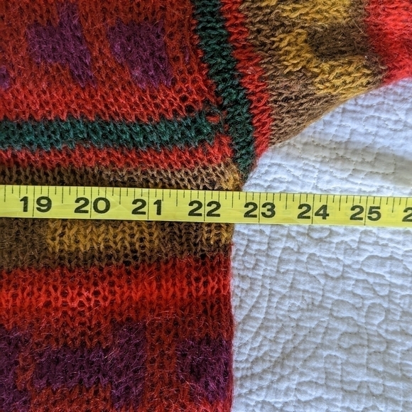 VINTAGE Eddie Bauer Mohair Blend Fair Isle Cardigan L eclectic Grandpa core - Picture 10 of 12